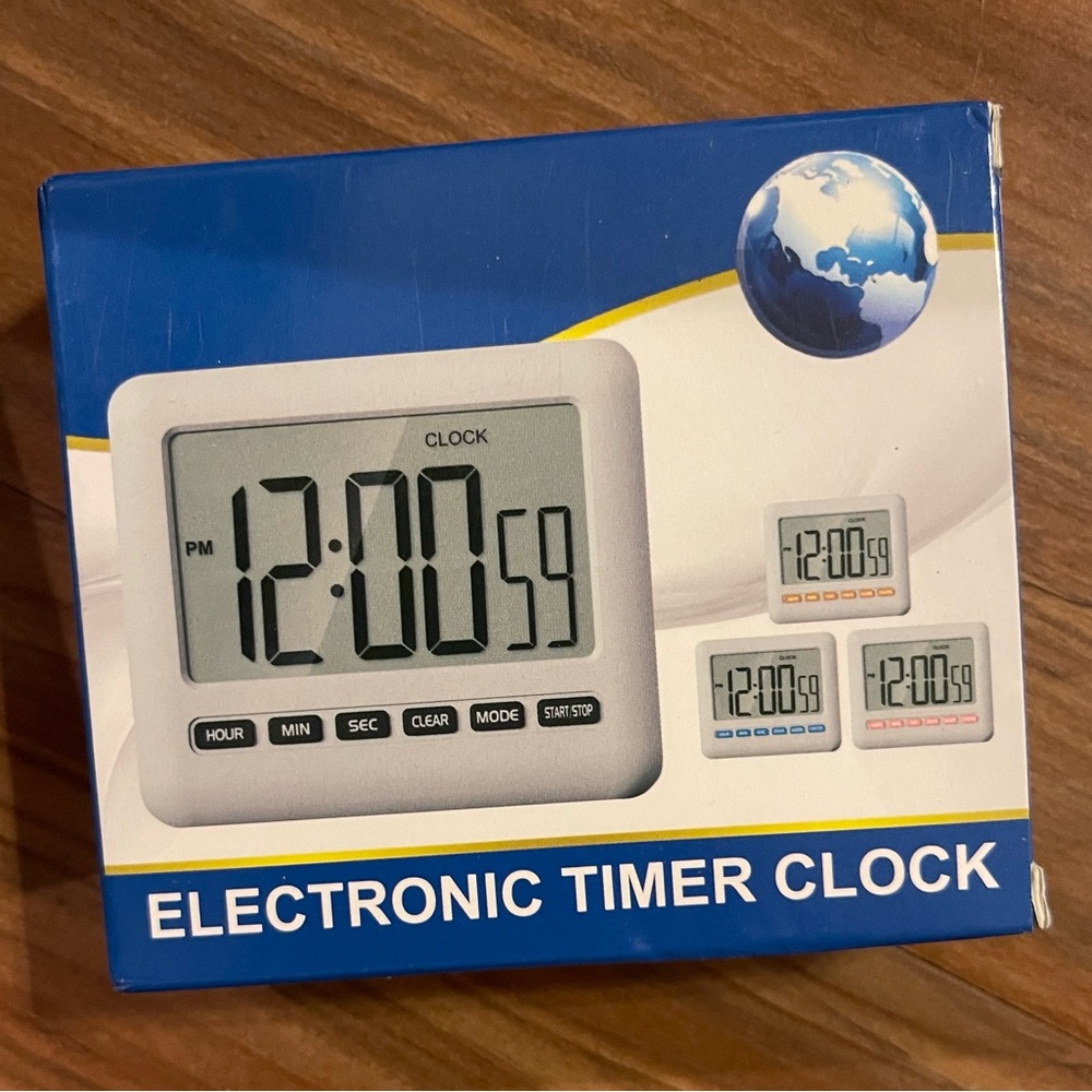 12/24 Hour Magnetic Kitchen Timer Digital Clock with Alarm, Large Screen Alarm a - Picture 7 of 7